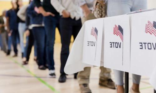 Voters lining up to cast their ballots